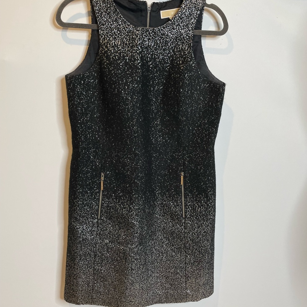 Michael Kors 6 sparkle dress silver black zip half sleeveless